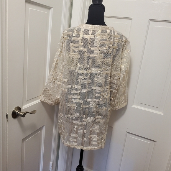 NWT Chico's Traveler's Collection Jacquard Gold Shimmer Jacket Sz 2=12, Ret $149 - Picture 7 of 14